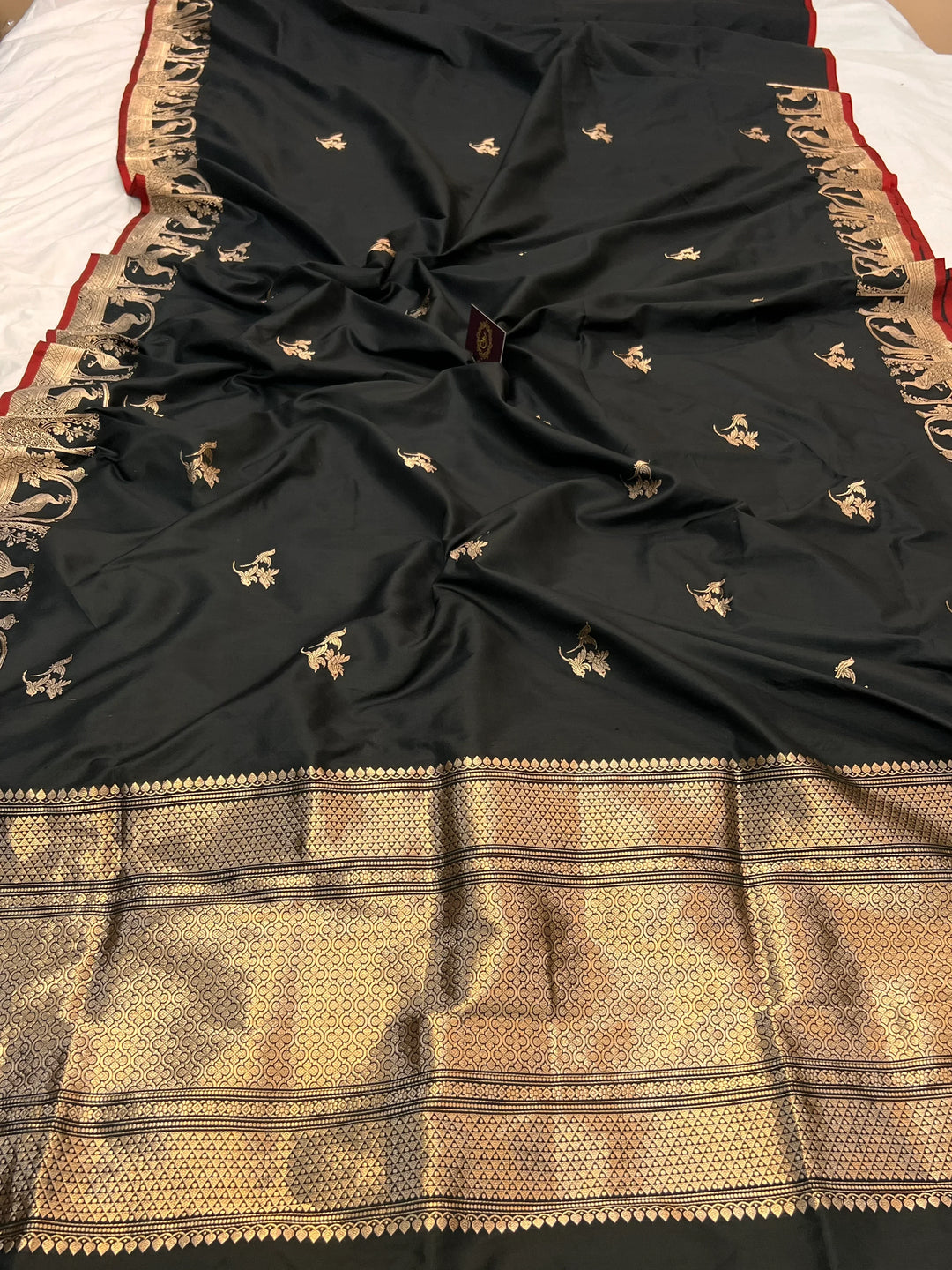 Black Pure Katan Silk Handloom Banarasi Saree