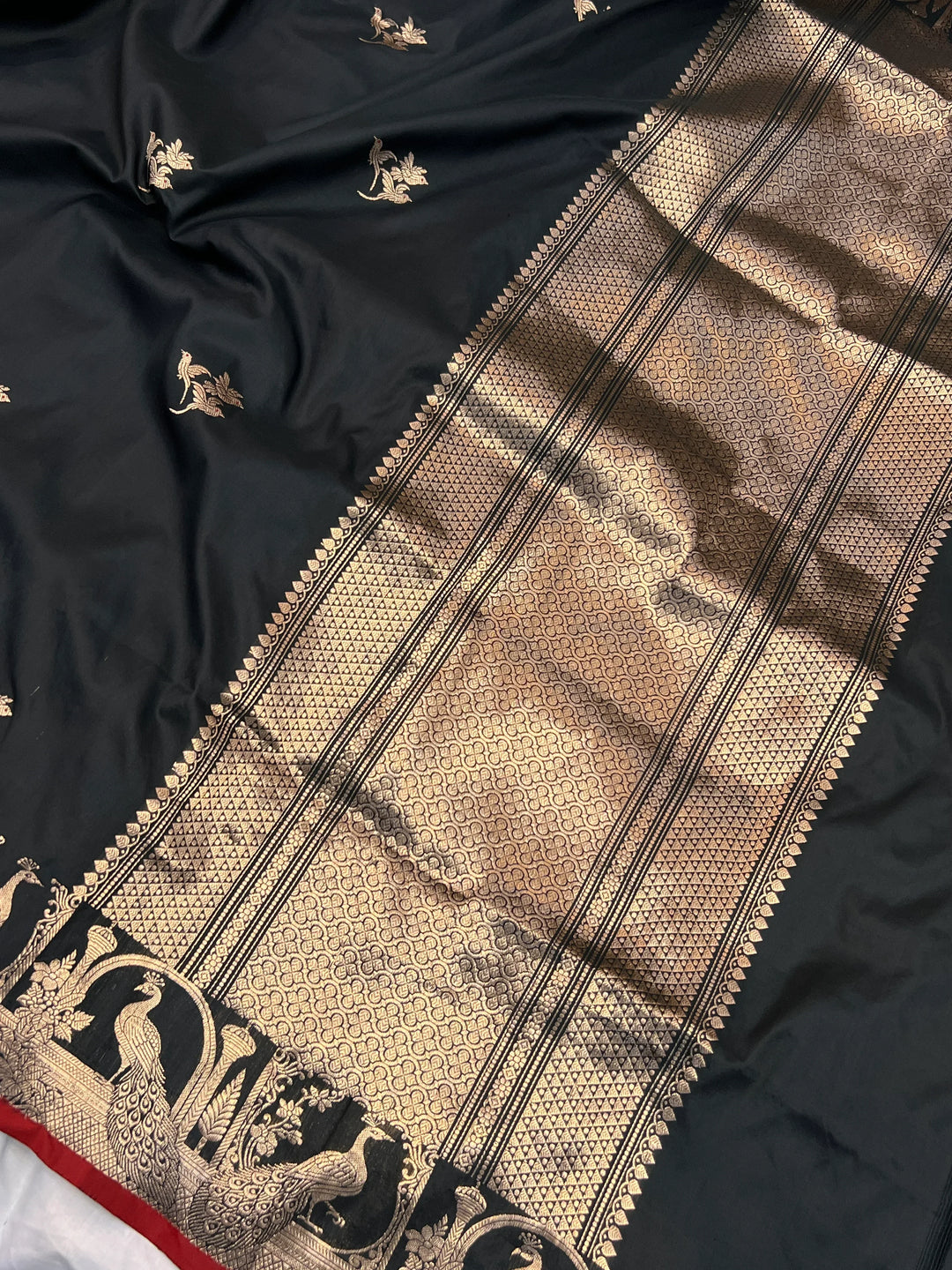 Black Pure Katan Silk Handloom Banarasi Saree