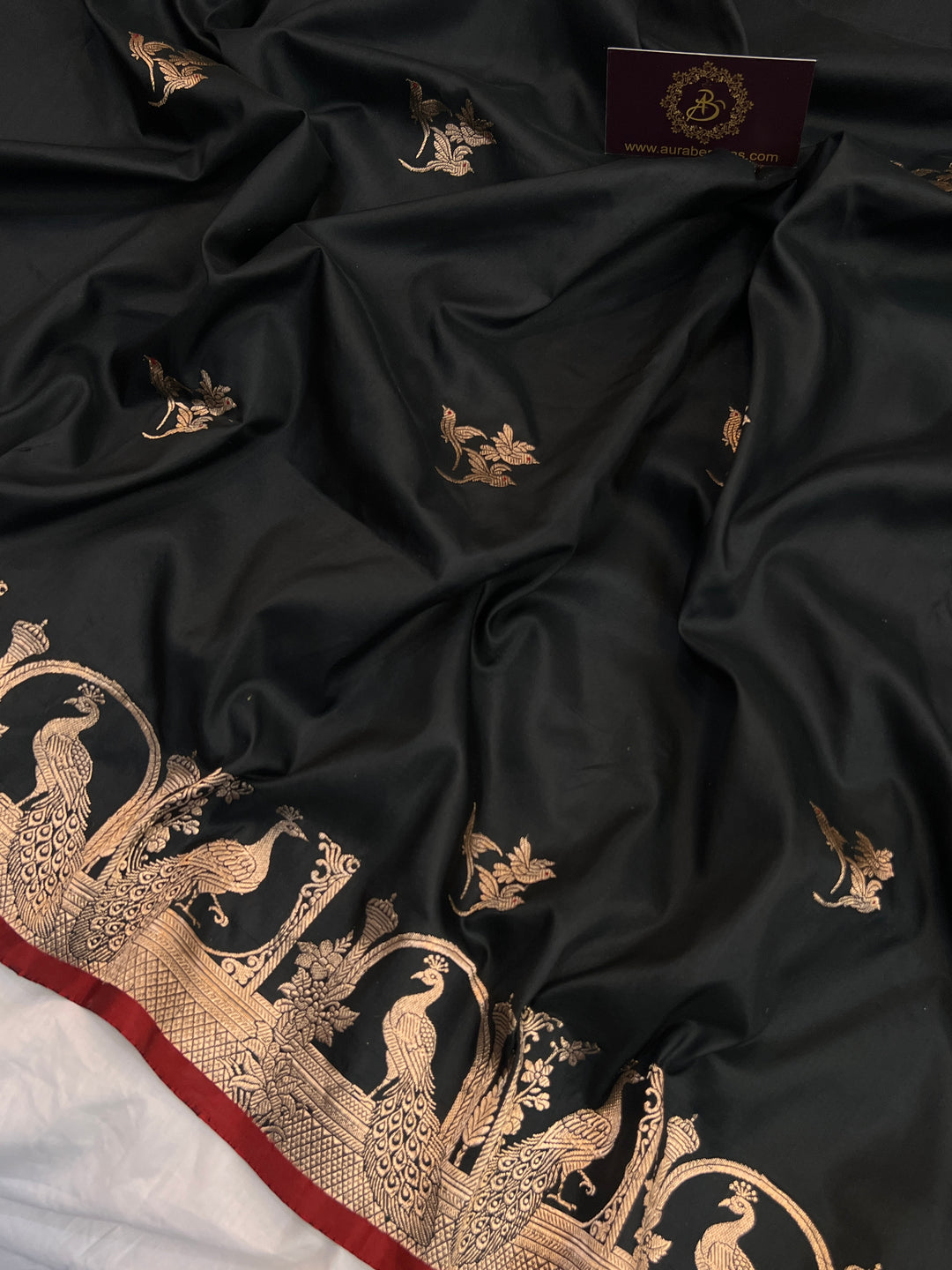 Black Pure Katan Silk Handloom Banarasi Saree