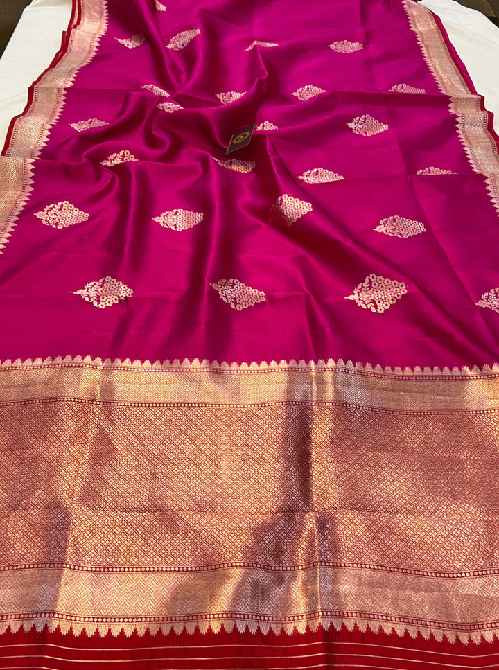 Rani Pink Pure Banarasi Handloom Silk Saree - Aura Benaras