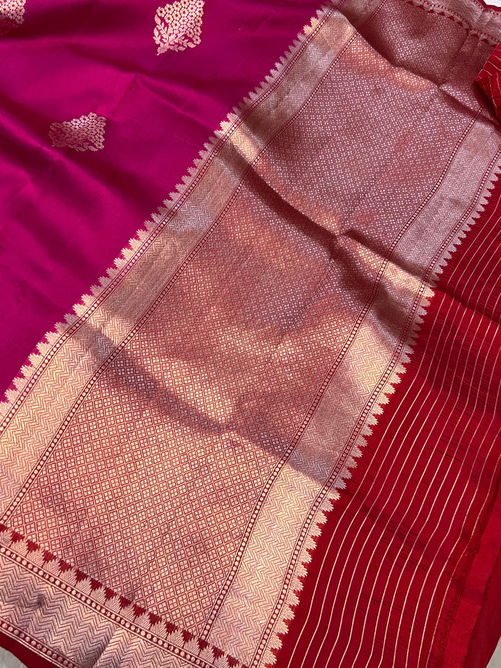 Rani Pink Pure Banarasi Handloom Silk Saree - Aura Benaras