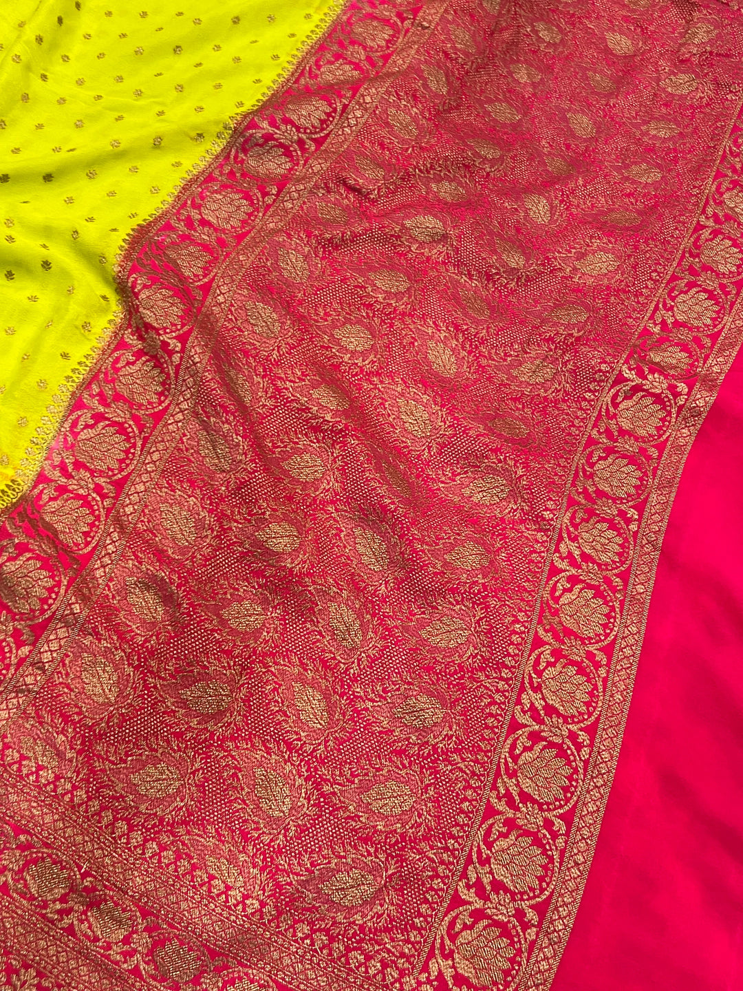 Lemon Yellow Pure Kora Silk Handloom Banarasi Saree