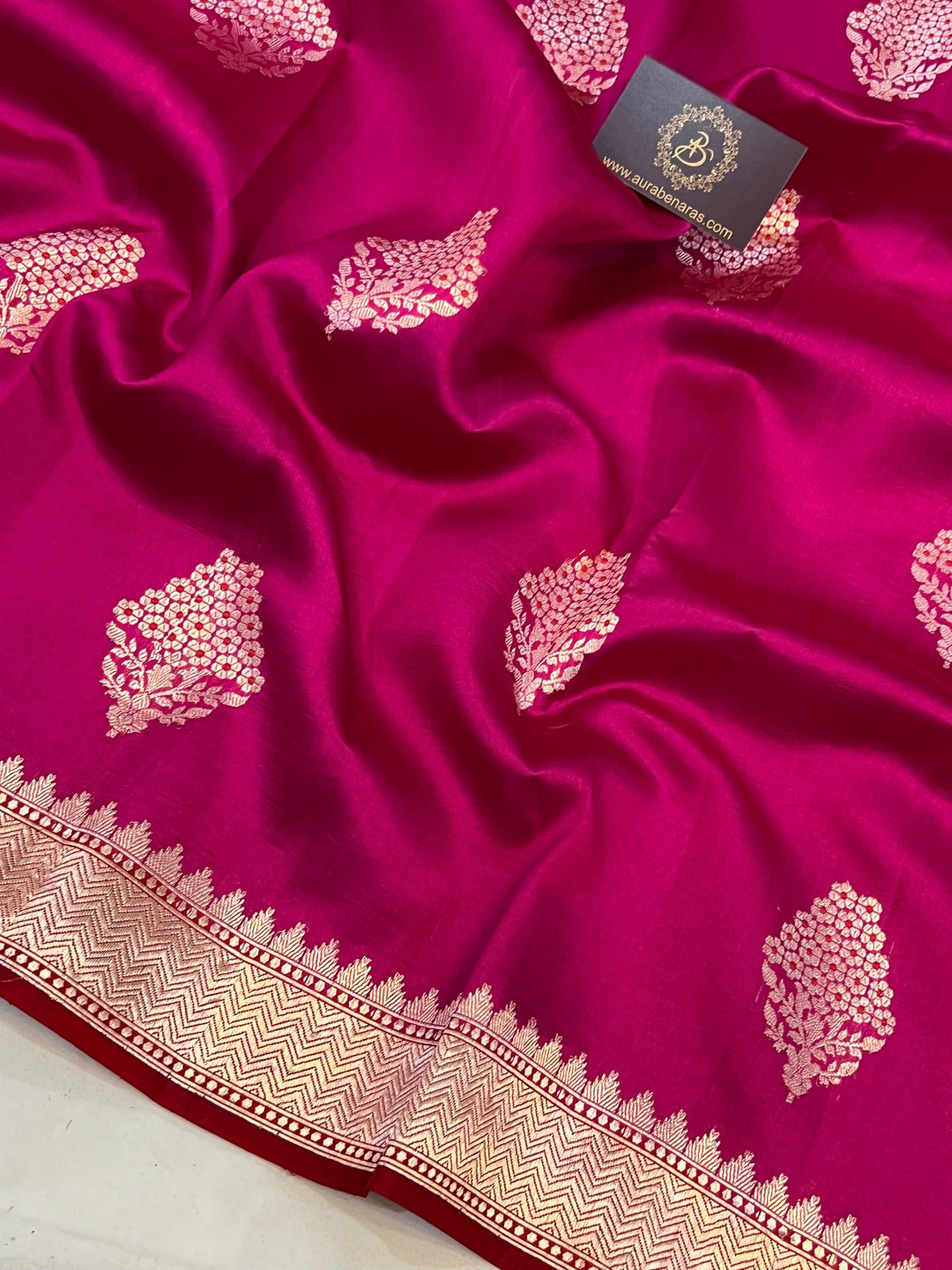 Rani Pink Pure Banarasi Handloom Silk Saree - Aura Benaras