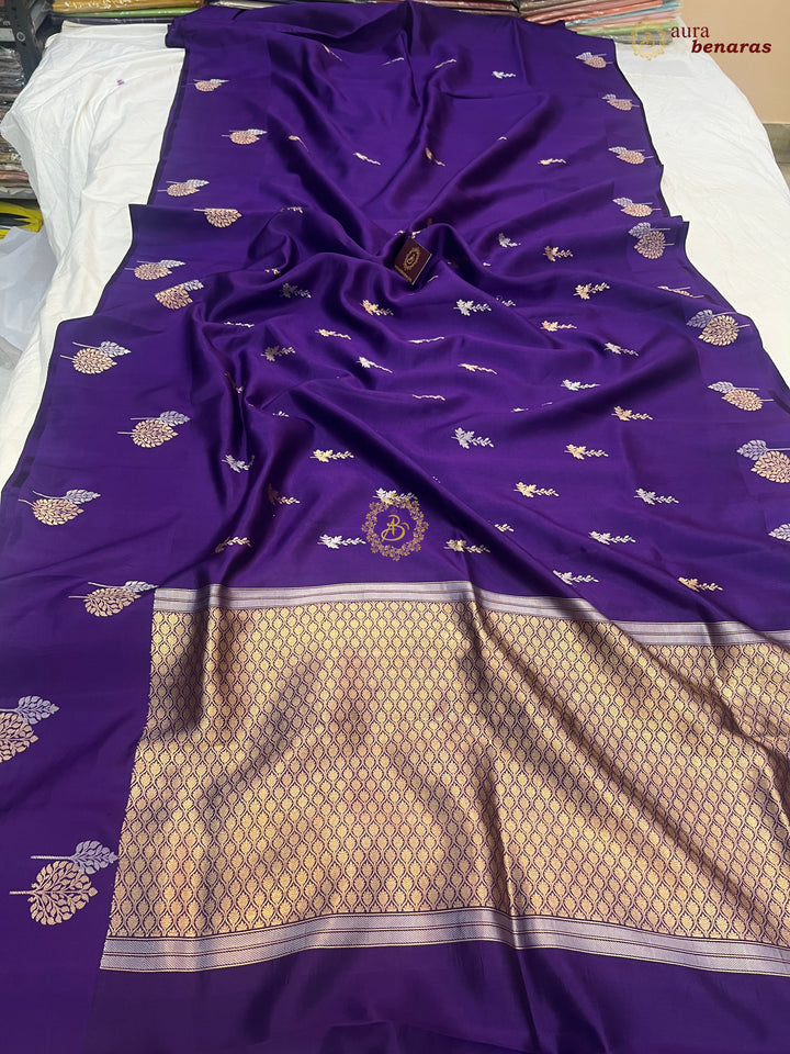 Purple Banarasi Silk Saree | Kadhwa & Sona Rupa Border