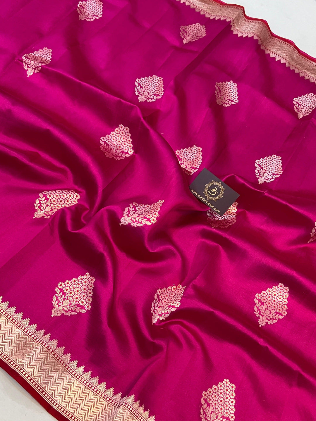 Rani Pink Pure Banarasi Handloom Silk Saree - Aura Benaras