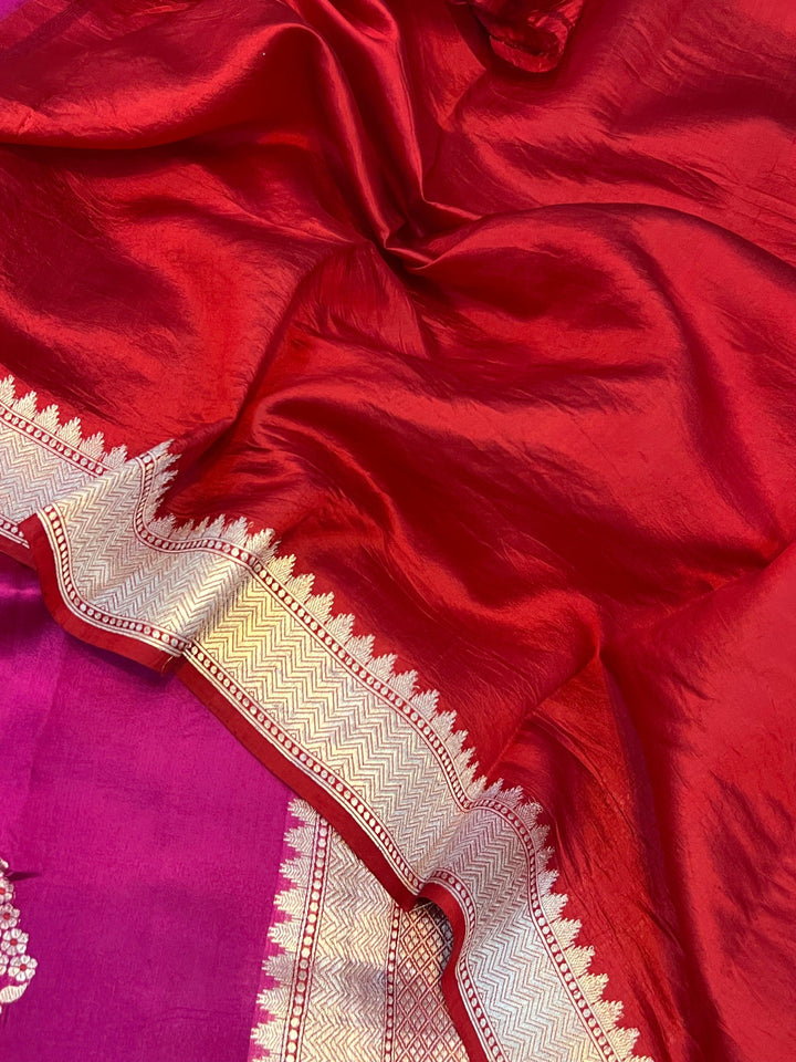 Rani Pink Pure Banarasi Handloom Silk Saree - Aura Benaras