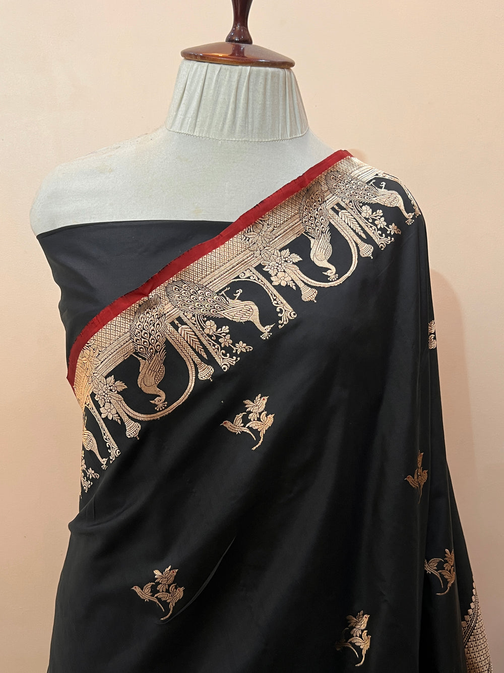 Black Pure Katan Silk Handloom Banarasi Saree