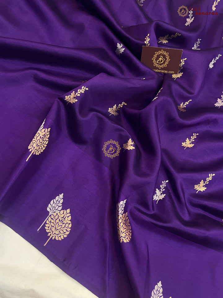 Purple Banarasi Silk Saree | Kadhwa & Sona Rupa Border
