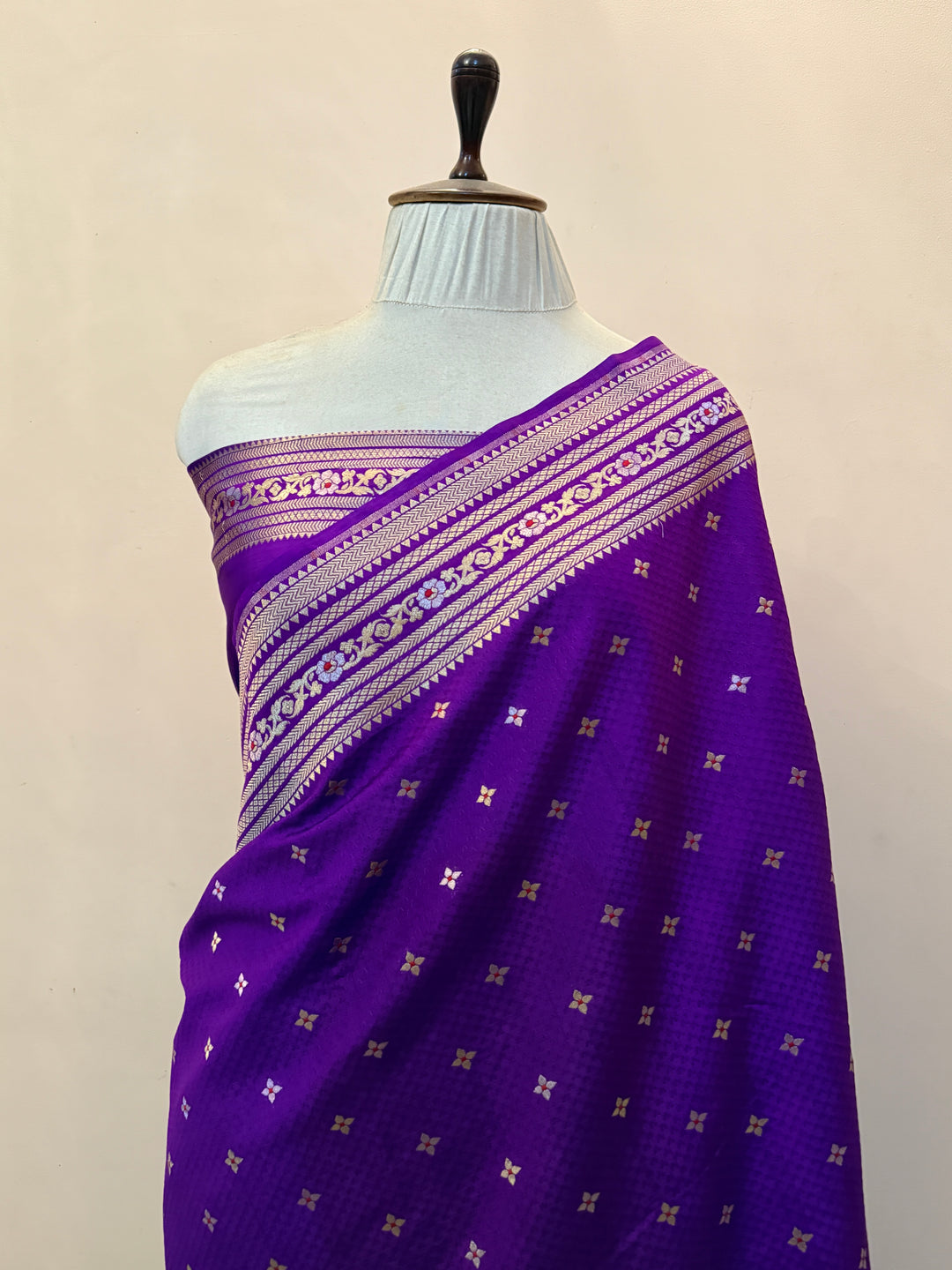 Purple Pure Chiniya Silk Handloom Banarasi Saree