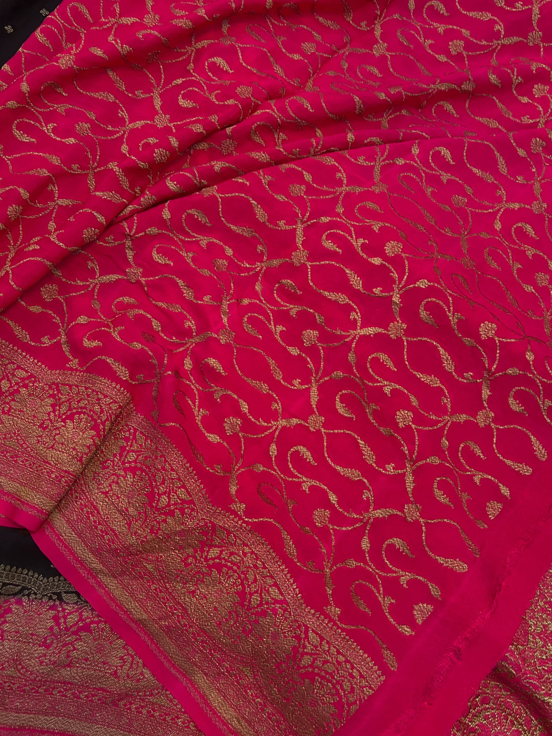 Black Pure Crepe Silk Handloom Banarasi Saree