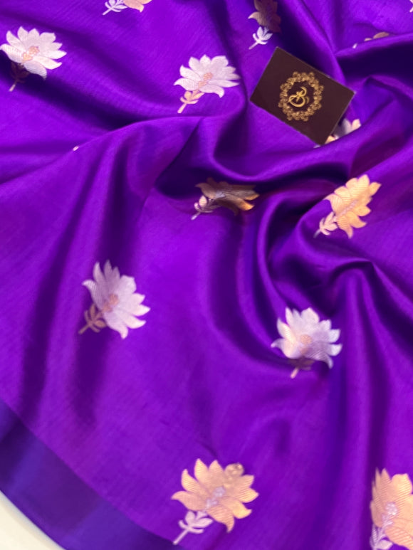 Purple Pure Banarasi Handloom Silk Saree - Aura Benaras