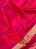 Rani Pink Pure Banarasi Handloom Katan Silk Saree - Aura Benaras