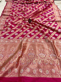 Hot Pink Pure Banarasi Handloom Katan Silk Saree - Aura Benaras