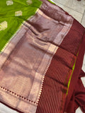 Mehendi Green Pure Banarasi Handloom Silk Saree - Aura Benaras