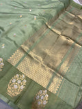 Pista Green Pure Banarasi Handloom Silk Saree - Aura Benaras