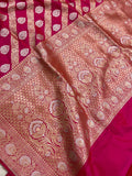 Hot Pink Pure Banarasi Handloom Katan Silk Saree - Aura Benaras