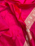 Hot Pink Pure Banarasi Handloom Katan Silk Saree - Aura Benaras