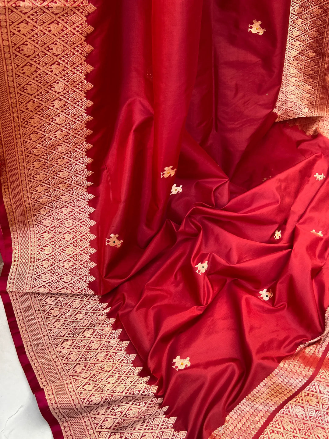 Maroon Pure Katan Silk Handloom Banarasi Saree
