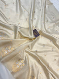 Cream Pure Banarasi Handloom Silk Saree - Aura Benaras