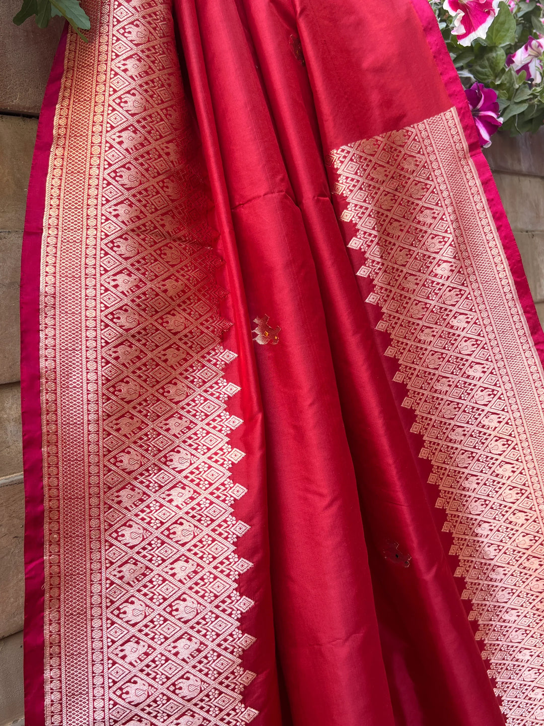 Maroon Pure Katan Silk Handloom Banarasi Saree