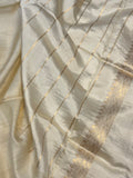 Cream Pure Banarasi Handloom Silk Saree - Aura Benaras