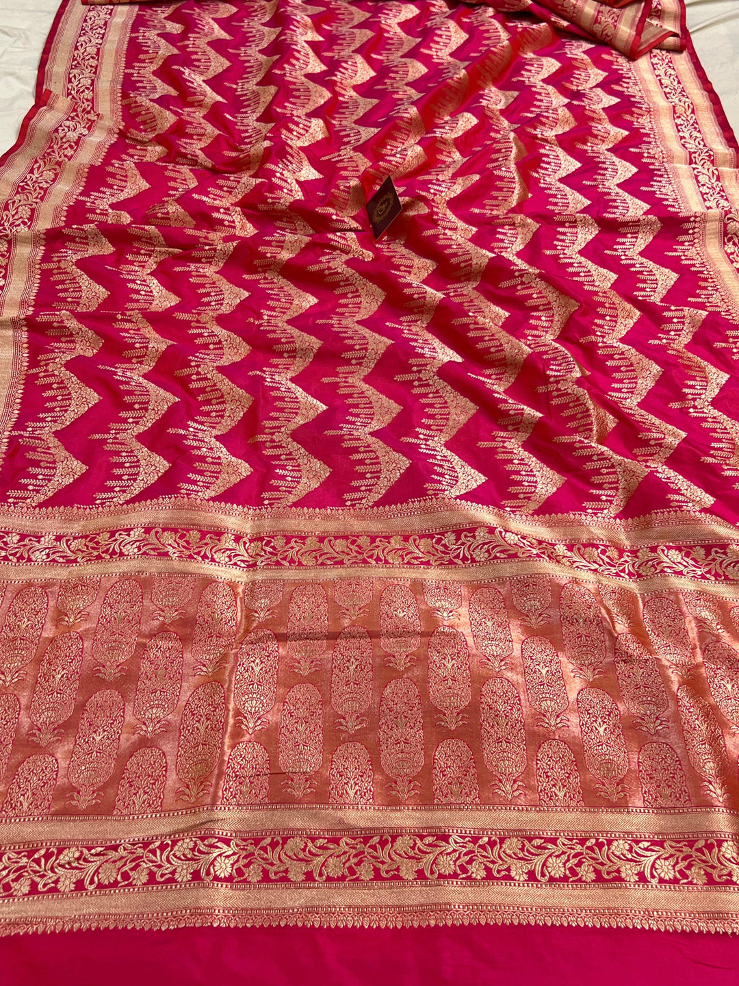 Orangish Pink Pure Banarasi Handloom Katan Silk Saree - Aura Benaras