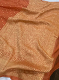Rust Orange Handloom Pure Khaddi Georgette Silk Saree - Aura Benaras