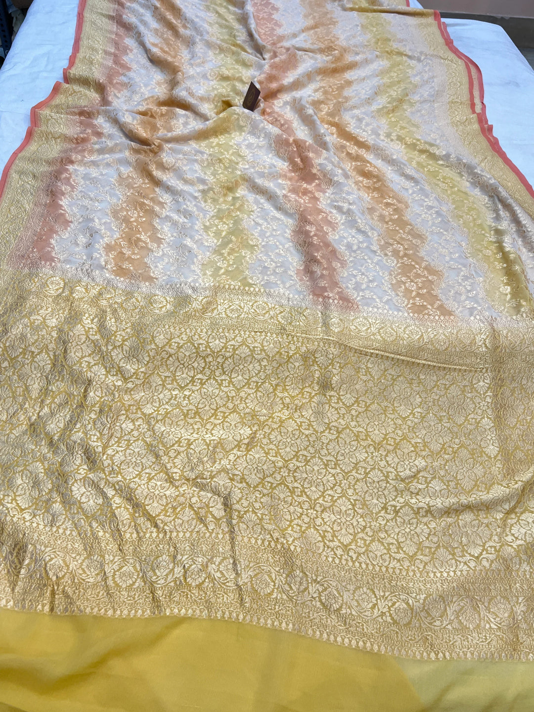 Cream Rangkaat Banarasi Khaddi Georgette Saree