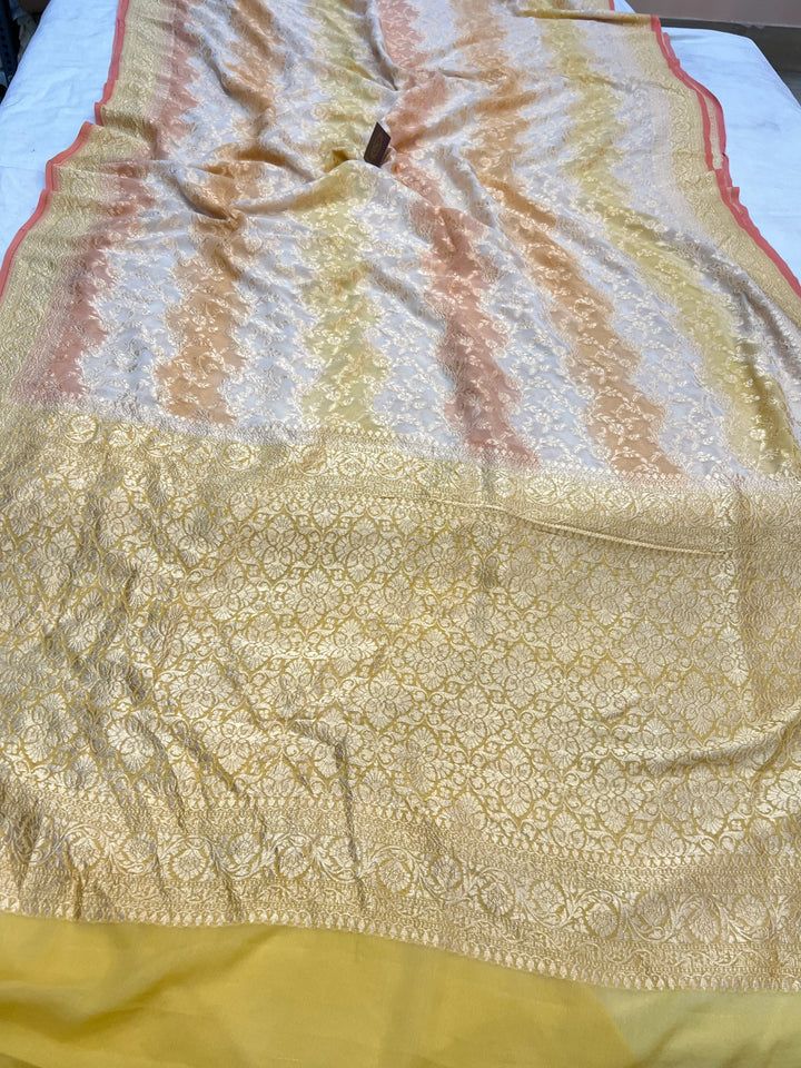 Cream Rangkaat Banarasi Khaddi Georgette Saree