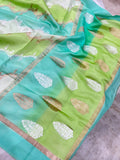 Pista Green Pure Banarasi Handloom Silk Saree - Aura Benaras