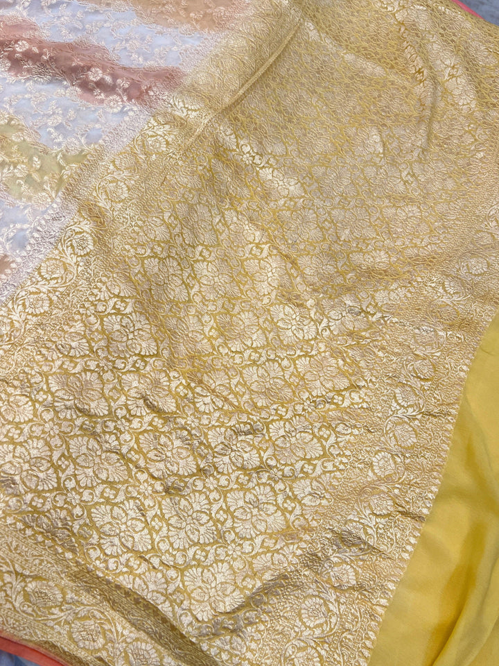 Cream Rangkaat Banarasi Khaddi Georgette Saree