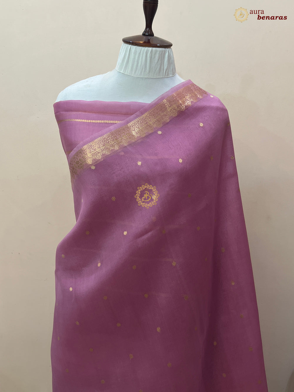Onion Pink Banarasi Handloom Kora Silk Saree - Aura Benaras