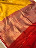 Yellow Pure Banarasi Handloom Silk Saree - Aura Benaras