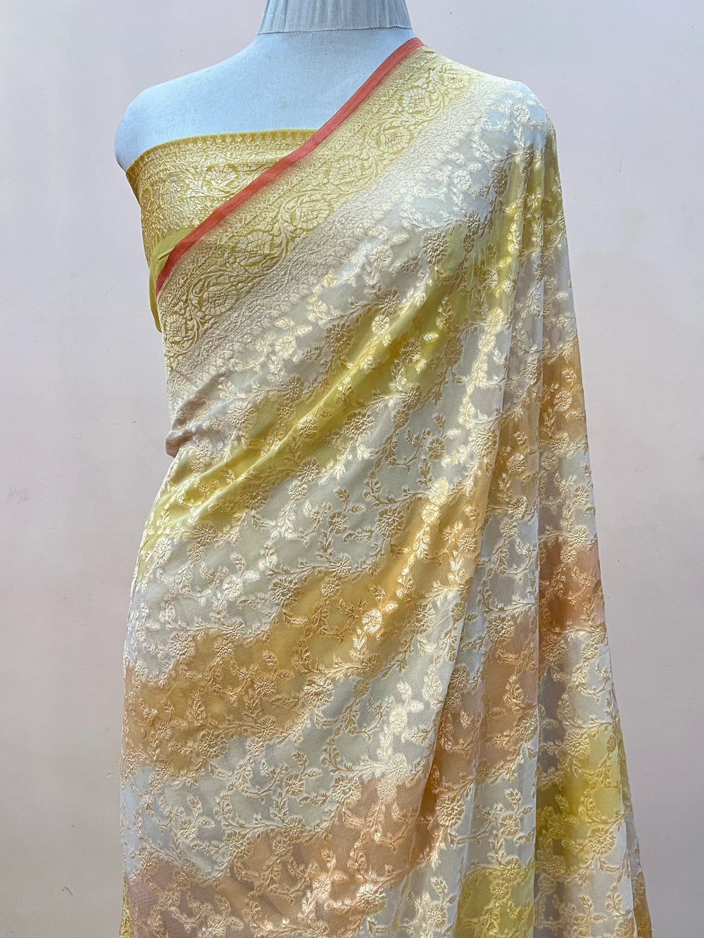 Cream Rangkaat Banarasi Khaddi Georgette Saree