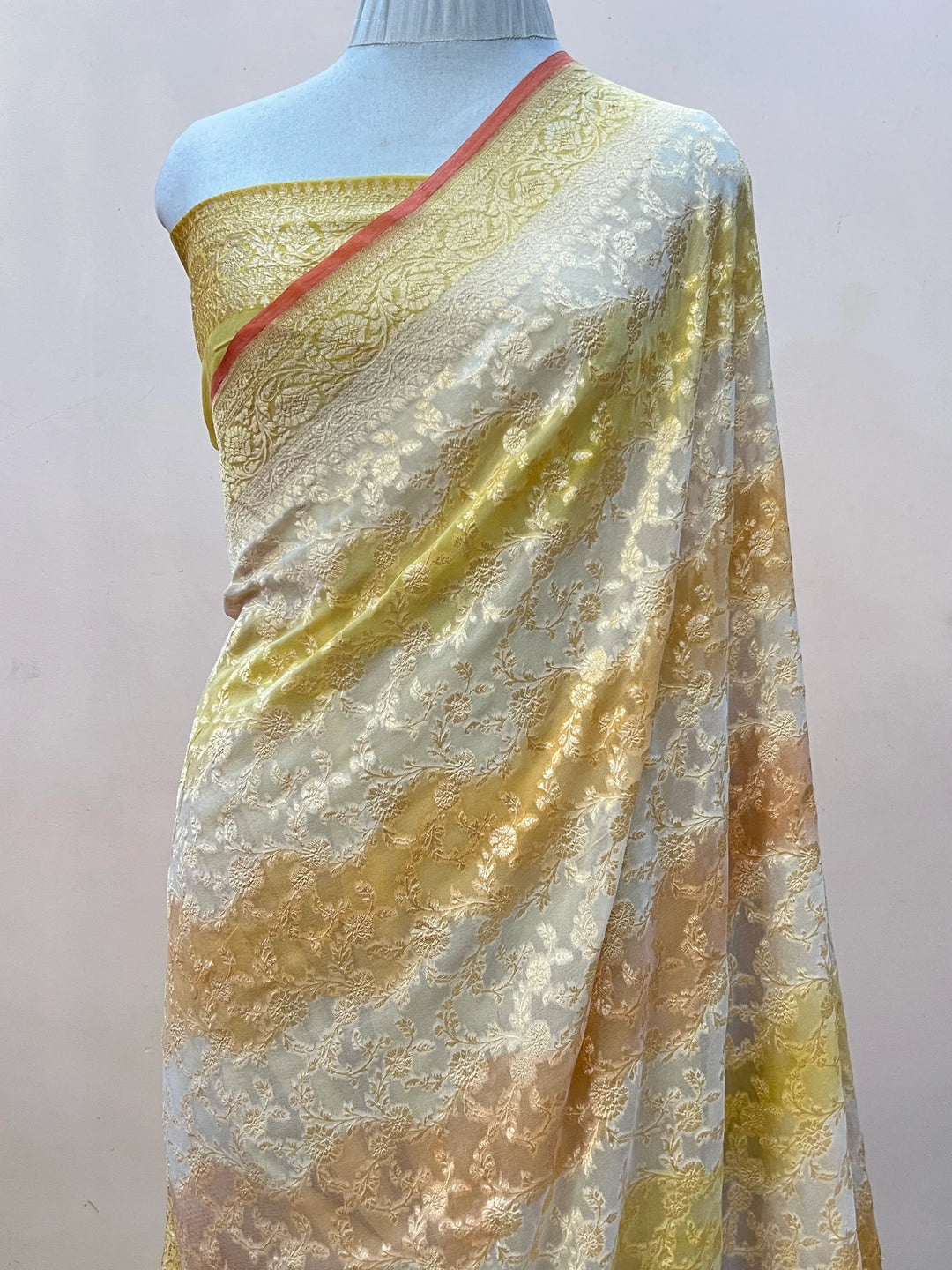 Cream Rangkaat Banarasi Khaddi Georgette Saree