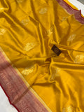 Yellow Pure Banarasi Handloom Silk Saree - Aura Benaras