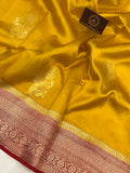 Yellow Pure Banarasi Handloom Silk Saree - Aura Benaras