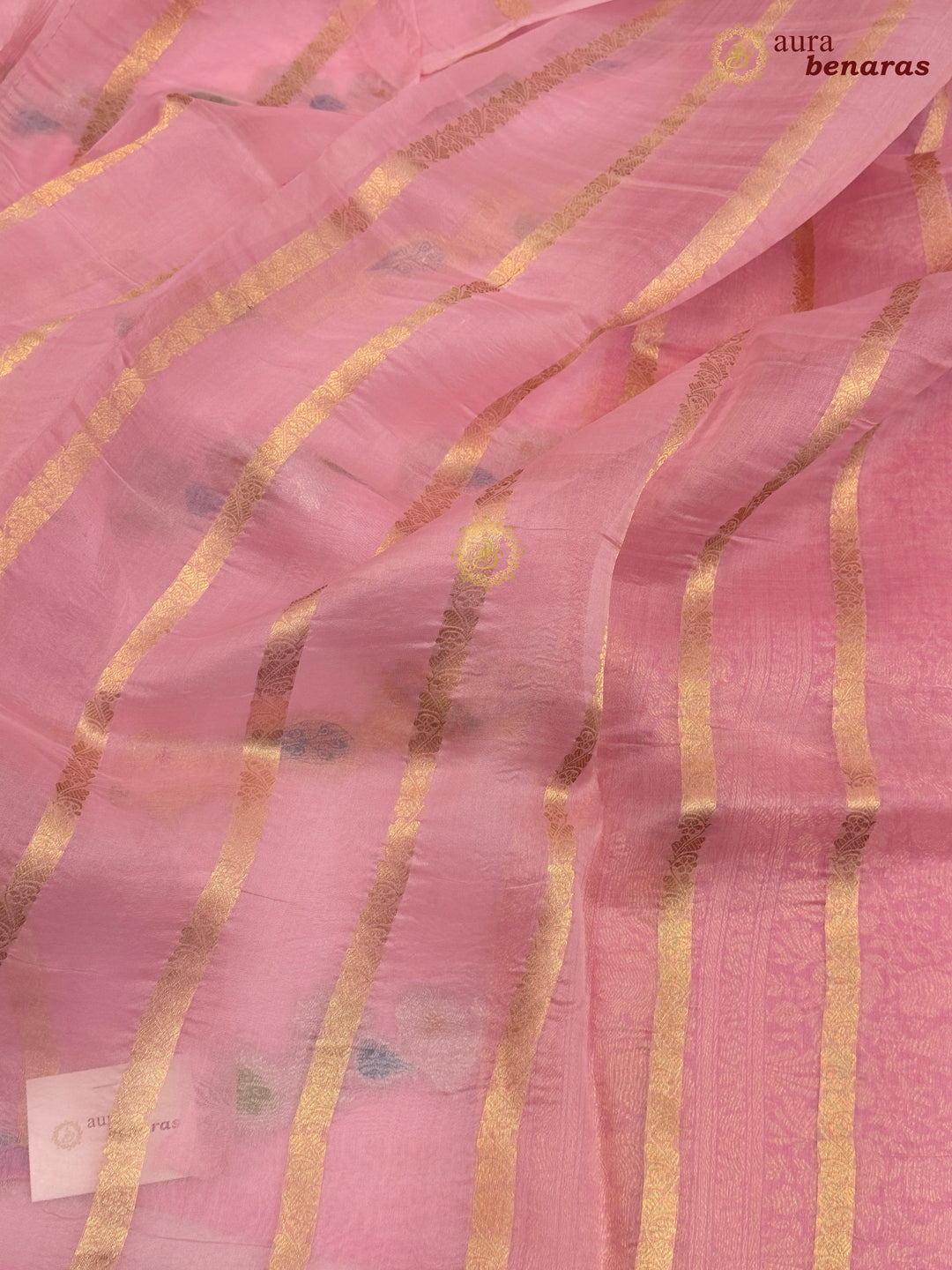 Baby Pink Rangkaat Banarasi Handloom Kora Silk Saree 