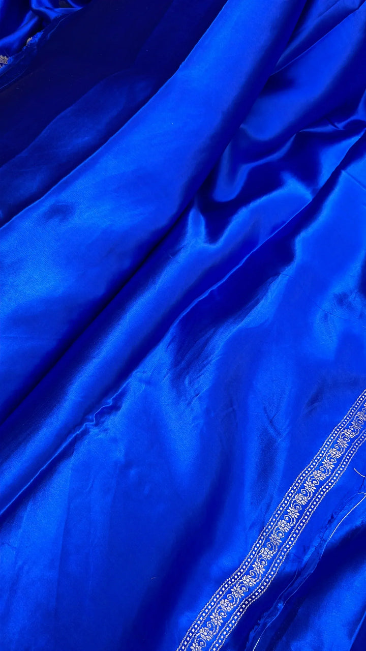 Royal Blue Pure Mashru Silk Handloom Banarasi Saree