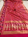 Orangish Pink Pure Banarasi Handloom Katan Silk Saree - Aura Benaras