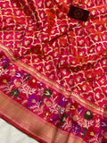 Orangish Pink Pure Banarasi Handloom Katan Silk Saree - Aura Benaras