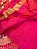 Orangish Pink Pure Banarasi Handloom Katan Silk Saree - Aura Benaras