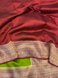 Parrot Green Pure Banarasi Handloom Silk Saree - Aura Benaras