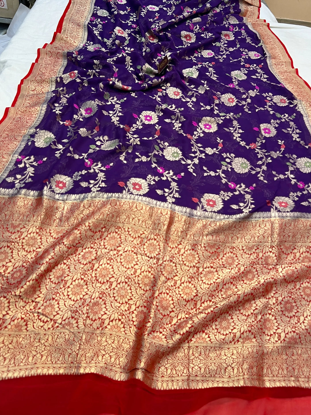 Purple Banarasi Khaddi Georgette Saree