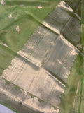 Pista Green Banarasi Handloom Organza Tissue Silk Saree - Aura Benaras