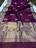 Wine Pure Banarasi Handloom Silk Saree