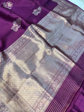 Wine Pure Banarasi Handloom Silk Saree