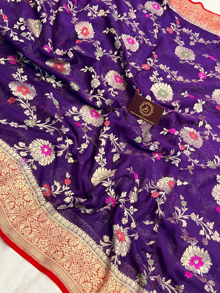 Purple Banarasi Khaddi Georgette Saree