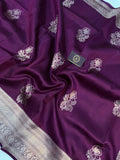 Wine Pure Banarasi Handloom Silk Saree