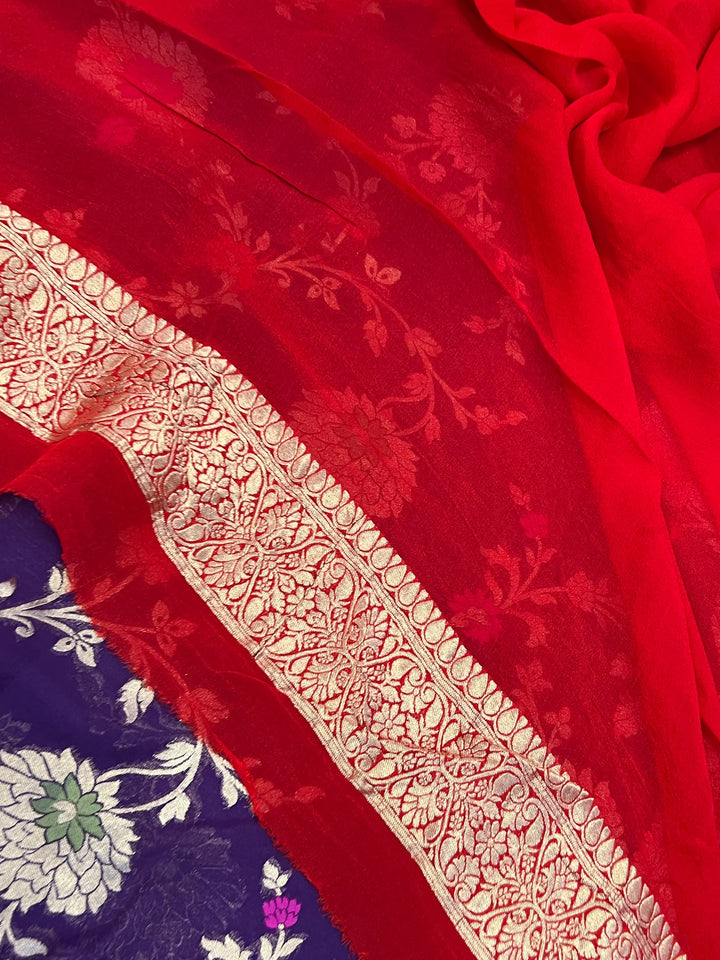 Purple Banarasi Khaddi Georgette Saree